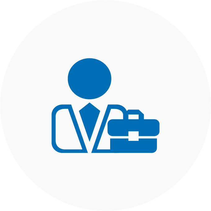 Icon of a person in business attire holding a briefcase, symbolizing business or professional services.